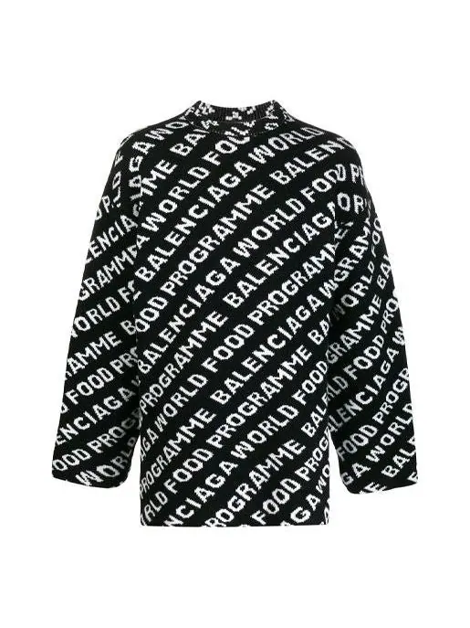Свитер world food programme allover sweater 'black' Balenciaga — изображение 1 из 3, черный