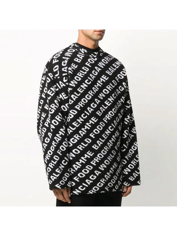 Свитер world food programme allover sweater 'black' Balenciaga — изображение 3 из 3, черный