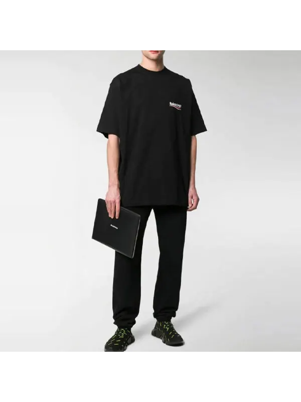 Футболка political campaign logo short sleeve t-shirt 'black' Balenciaga — изображение 3 из 4, черный