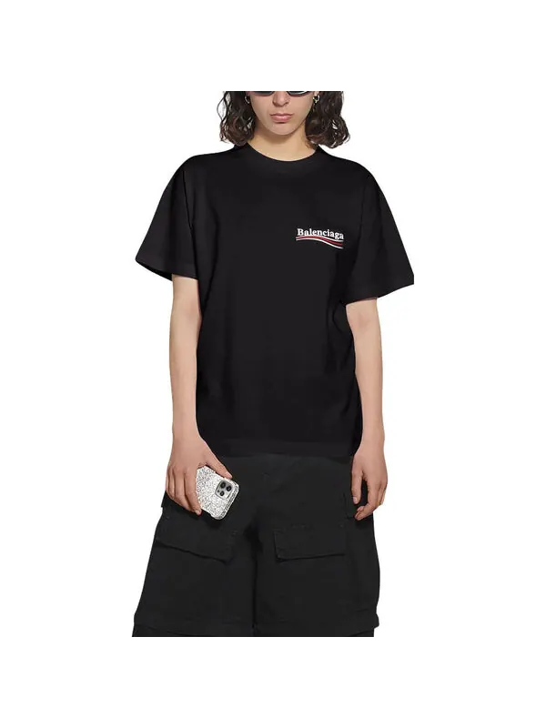 Футболка political campaign logo short sleeve t-shirt 'black' Balenciaga — изображение 4 из 4, черный