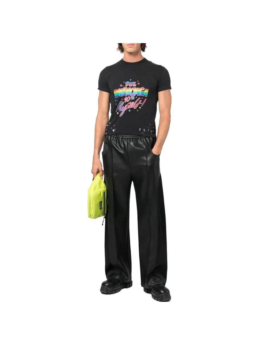 Футболка Balenciaga Small-Fit Distressed Graphic Jersey T-Shirt 'Washed Black' — изображение 3 из 4, черный