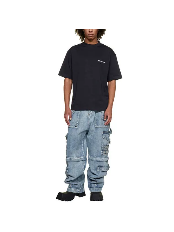 Футболка bb corporate t-shirt medium fit 'navy' Balenciaga — изображение 2 из 4, темно-синий