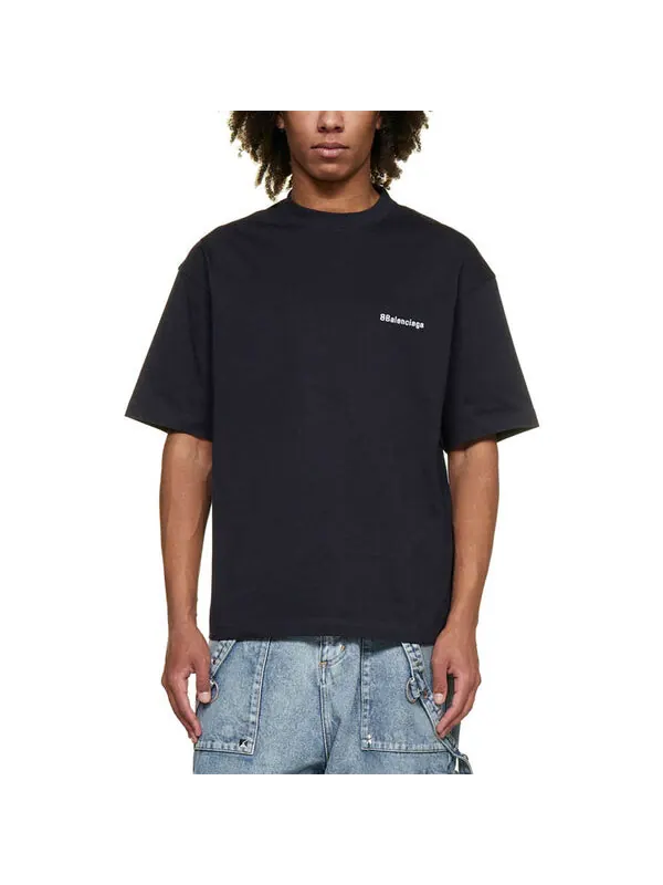 Футболка bb corporate t-shirt medium fit 'navy' Balenciaga — изображение 3 из 4, темно-синий
