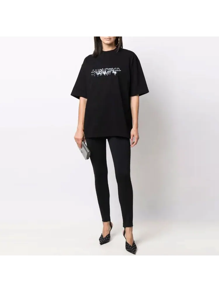 Футболка Balenciaga Slime Logo T-Shirt Medium-Fit 'Black' — изображение 2 из 5, черный