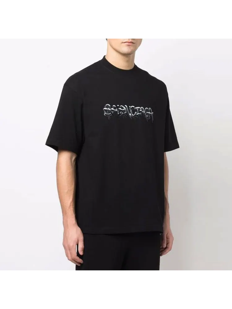 Футболка Balenciaga Slime Logo T-Shirt Medium-Fit 'Black' — изображение 5 из 5, черный