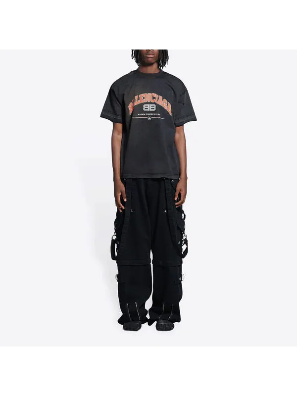 Футболка maison t-shirt medium fit 'black' Balenciaga — изображение 3 из 4, черный