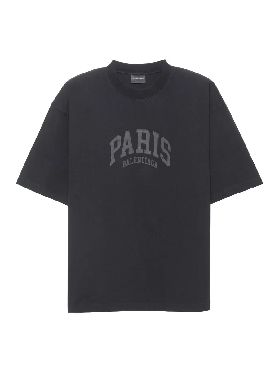 Футболка Balenciaga Cities Paris T-Shirt Medium Fit 'Nero' — изображение 1 из 6, черный