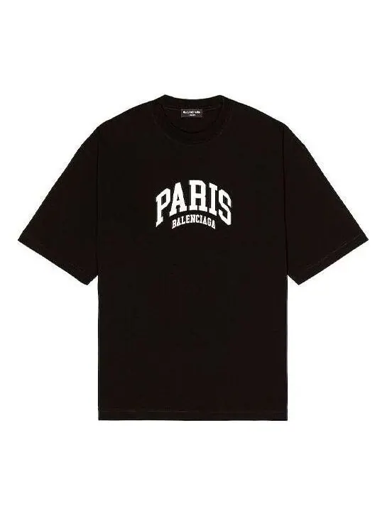 Футболка cities paris t-shirt medium fit 'black' Balenciaga — изображение 1 из 4, черный