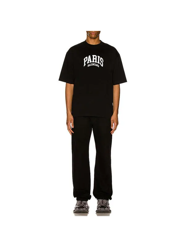 Футболка cities paris t-shirt medium fit 'black' Balenciaga — изображение 3 из 4, черный