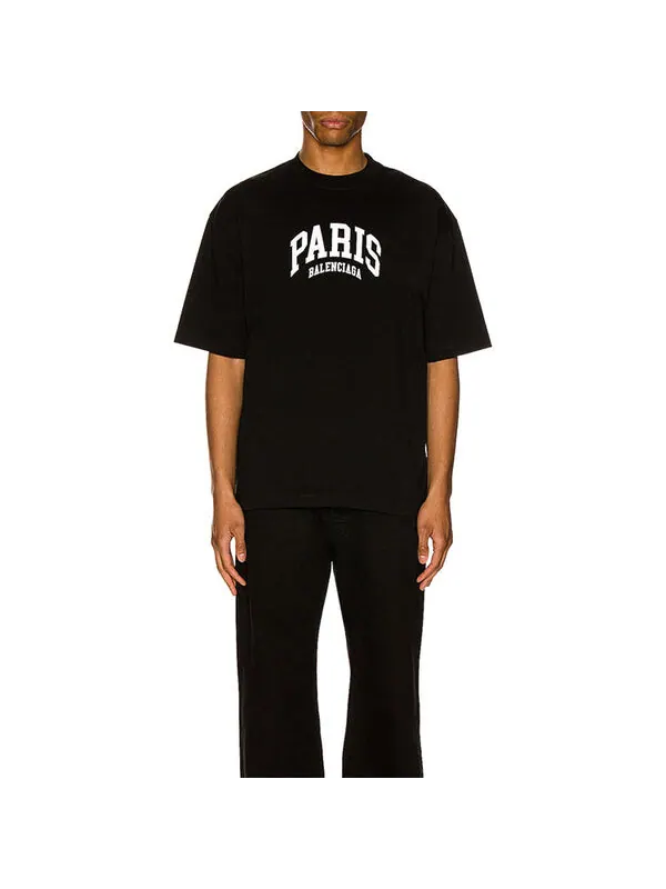 Футболка cities paris t-shirt medium fit 'black' Balenciaga — изображение 4 из 4, черный