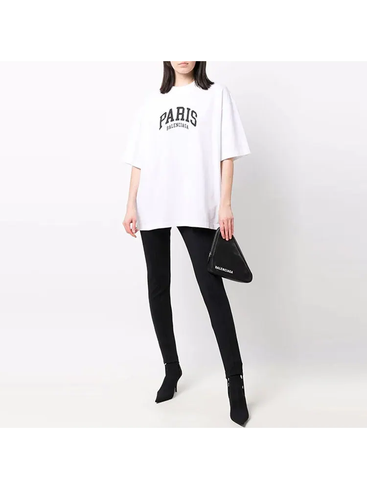 Футболка Balenciaga Cities Paris T-shirt Medium Fit 'White' — изображение 2 из 5, белый