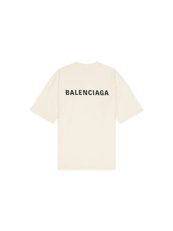Футболка logo t-shirt medium fit 'beige' Balenciaga — изображение 2 из 4, бежевый