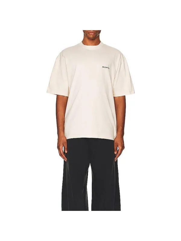 Футболка logo t-shirt medium fit 'beige' Balenciaga — изображение 4 из 4, бежевый