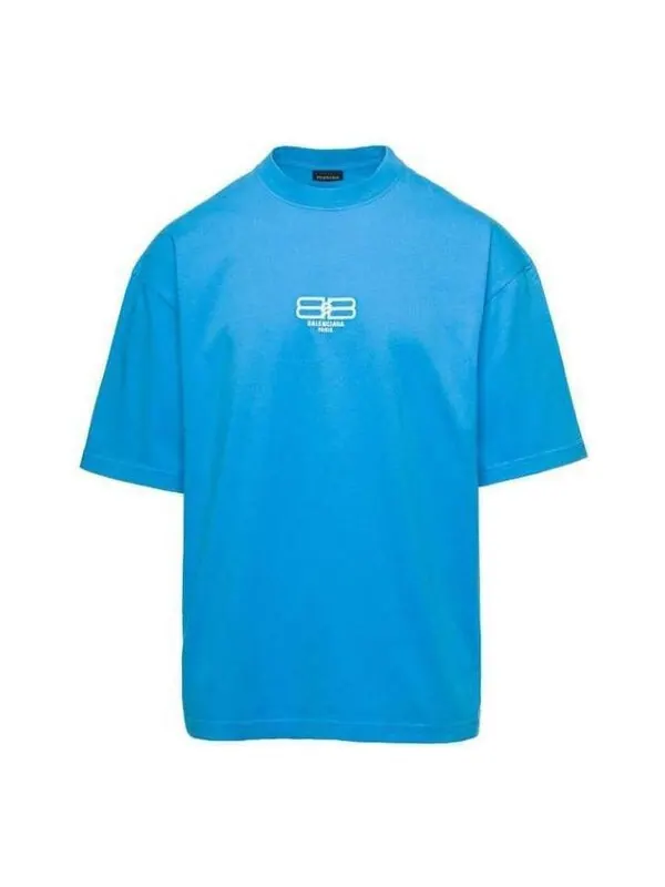 Футболка bb paris icon t-shirt medium fit 'blue sky' Balenciaga — изображение 1 из 2, синий