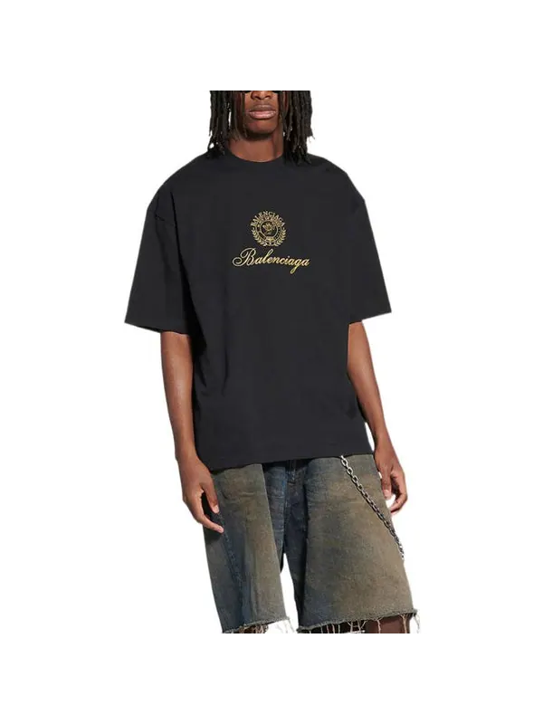 Футболка qixi crest t-shirt medium fit 'black' Balenciaga — изображение 4 из 4, черный