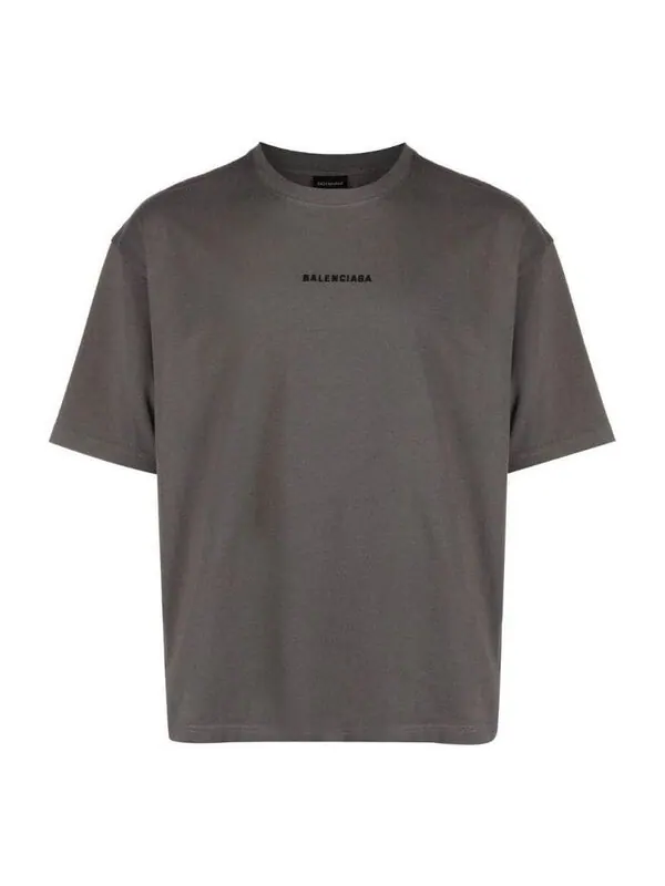 Футболка embroidered-logo cotton t-shirt 'grey' Balenciaga — изображение 1 из 4, серый