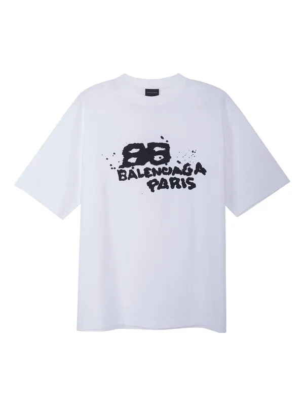 Футболка hand-drawn bb icon t-shirt medium fit 'white black' Balenciaga — изображение 1 из 4, белый/черный