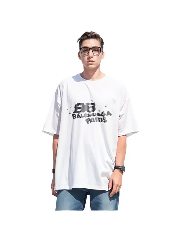 Футболка hand-drawn bb icon t-shirt medium fit 'white black' Balenciaga — изображение 4 из 4, белый/черный