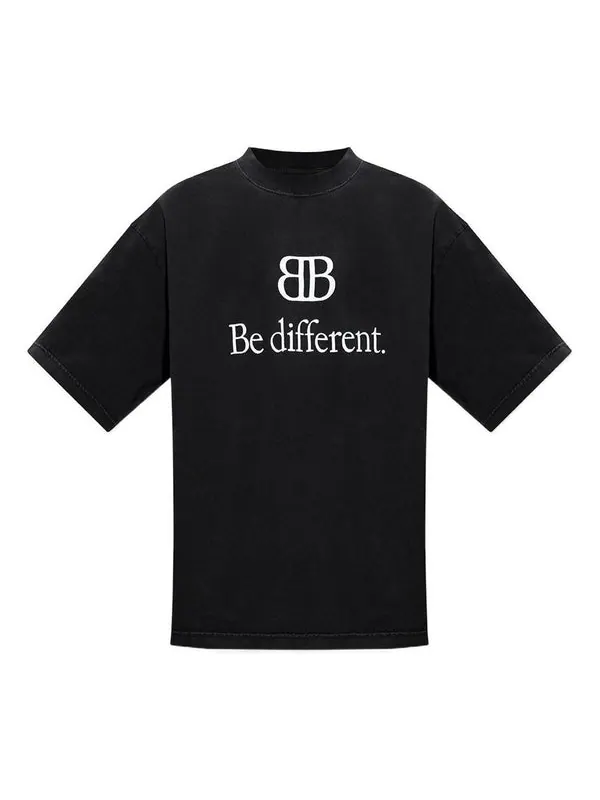 Футболка bb be different t-shirt medium fit 'black' Balenciaga — изображение 1 из 4, черный