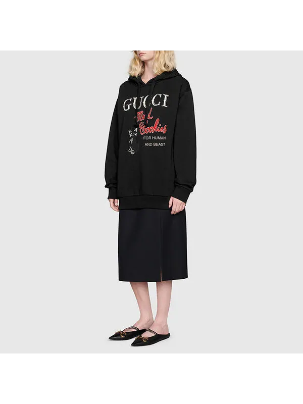 Толстовка Gucci Mad Cookies Embroidered Hoodie, с вышивкой — изображение 2 из 4, черный