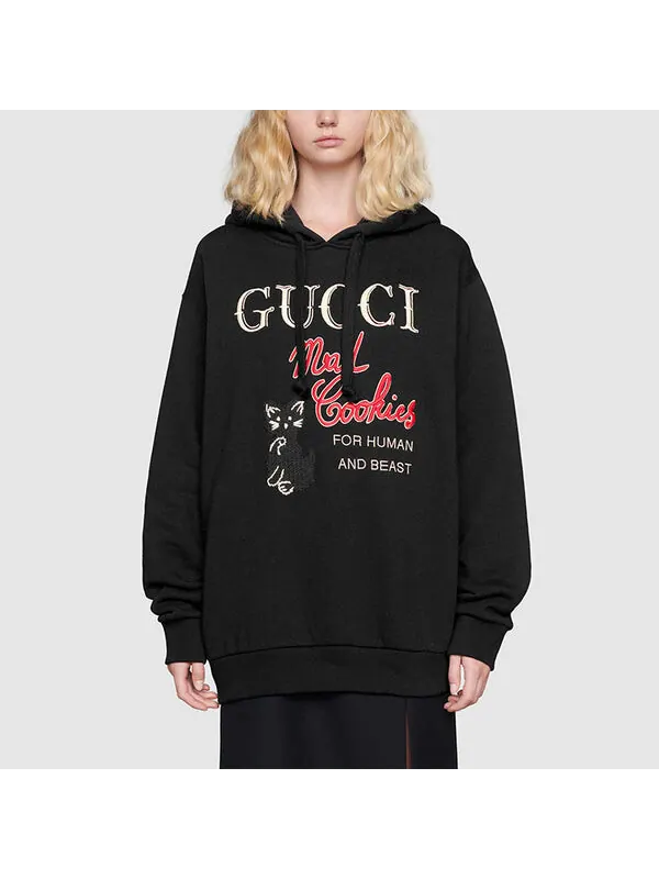 Толстовка Gucci Mad Cookies Embroidered Hoodie, с вышивкой — изображение 3 из 4, черный