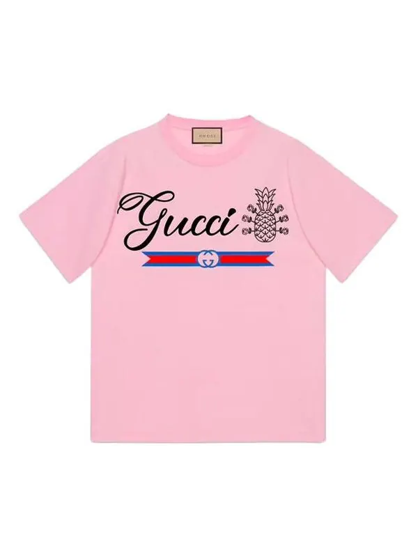 Футболка pineapple cotton t-shirt 'pink' Gucci — изображение 1 из 4, розовый