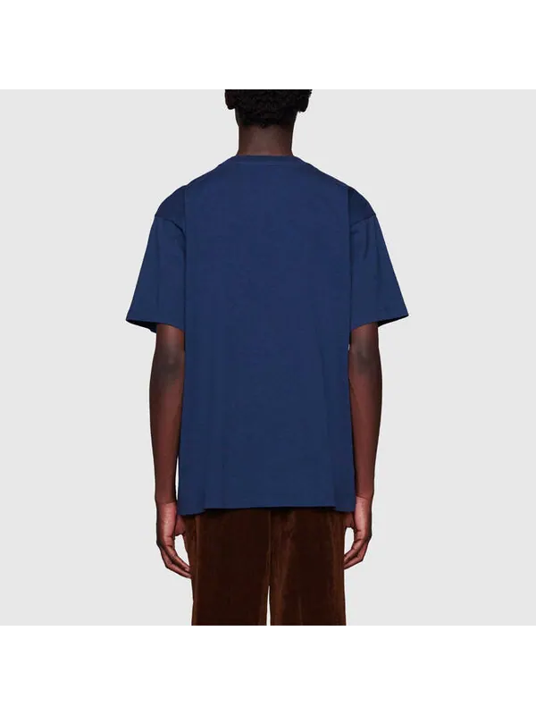 Футболка GUCCI Interlocking G Stripe Print T-shirt — изображение 3 из 4, синий