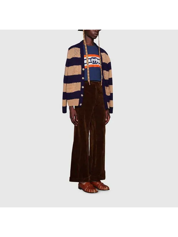 Футболка GUCCI Interlocking G Stripe Print T-shirt — изображение 4 из 4, синий