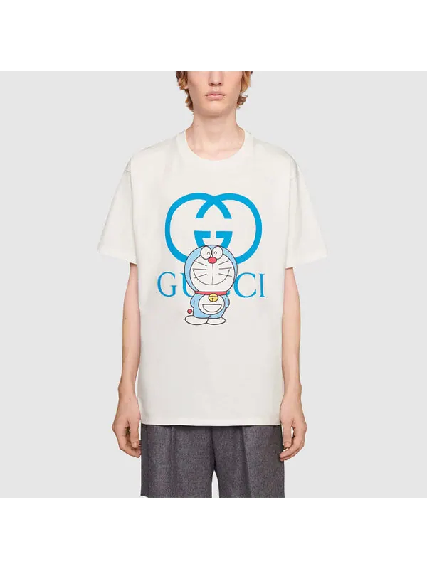 Футболка Gucci x Doraemon Oversized T-shirt White Blue — изображение 3 из 4, белый/синий