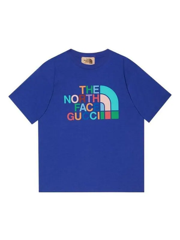 Футболка Gucci x The North Face T-Shirt 'Blue Multi-Color' — изображение 1 из 4, синий/мульти