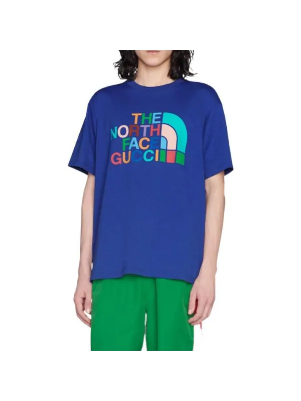 Футболка Gucci x The North Face T-Shirt 'Blue Multi-Color' — изображение 3 из 4, синий/мульти