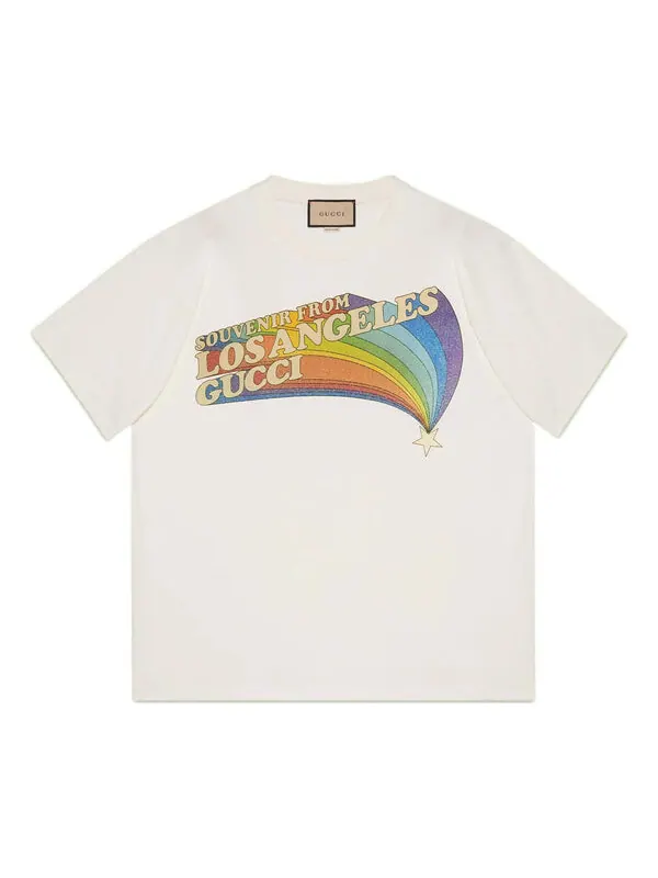 Футболка GUCCI SS22 Love Parade Rainbow Tee 'White' — изображение 1 из 4, белый