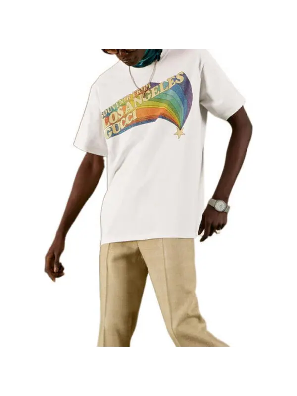 Футболка GUCCI SS22 Love Parade Rainbow Tee 'White' — изображение 3 из 4, белый