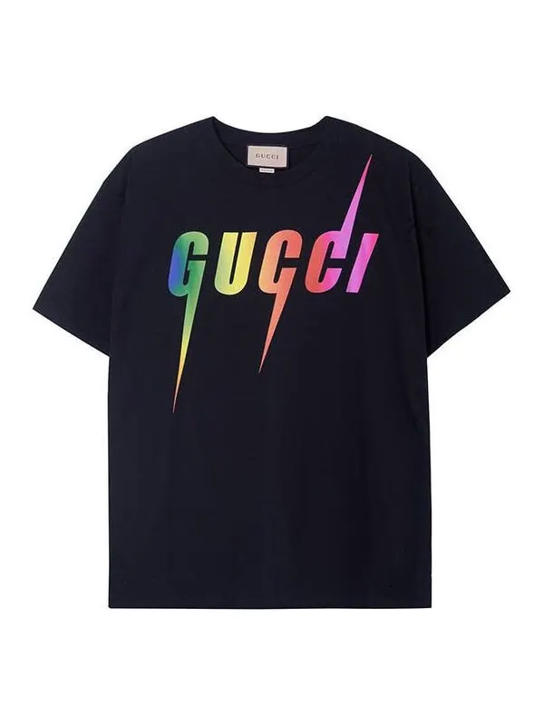 Футболка GUCCI Rainbow Gucci Blade Tee 'Black' — изображение 1 из 4, черный/мульти