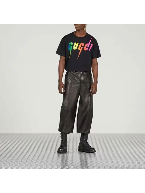 Футболка GUCCI Rainbow Gucci Blade Tee 'Black' — изображение 3 из 4, черный/мульти