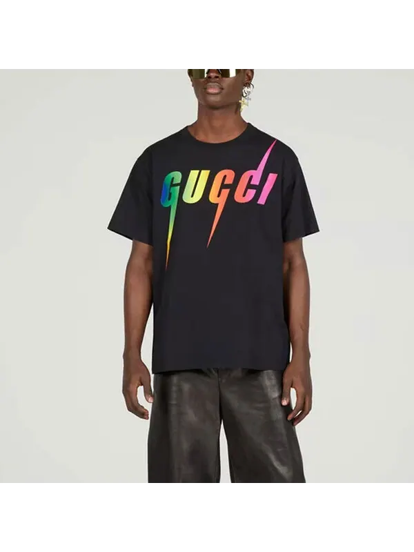 Футболка GUCCI Rainbow Gucci Blade Tee 'Black' — изображение 4 из 4, черный/мульти