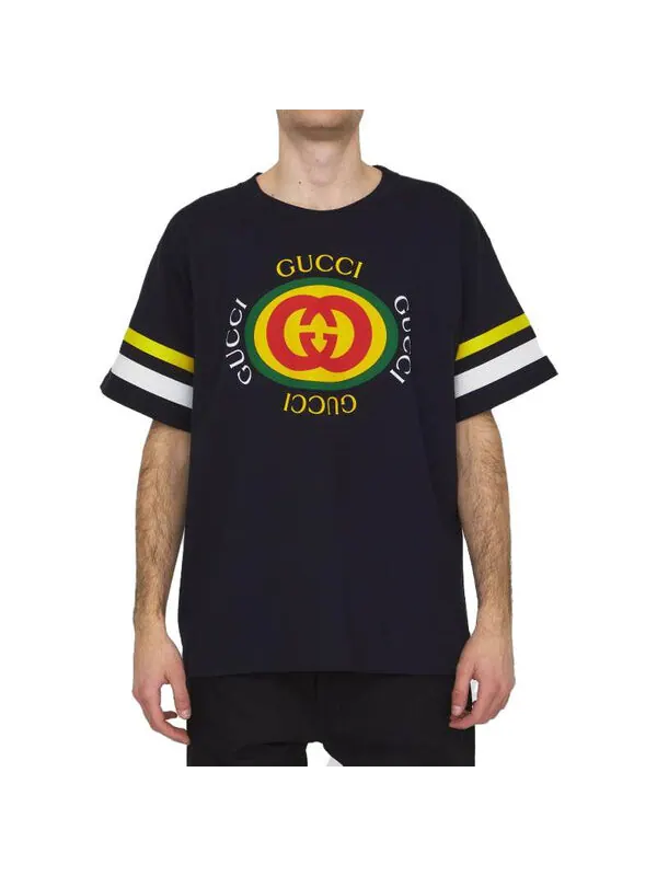 Футболка Gucci gg logo print cotton t-shirts — изображение 3 из 4, черный