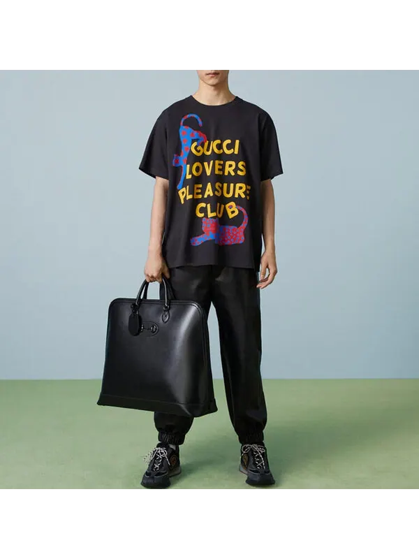 Футболка Gucci Cotton Jersey T-Shirt with Print — изображение 2 из 4, черный