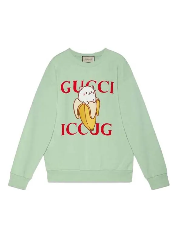 Толстовка X Bananya Crossover SS21 Kitten Round Neck Cartoon Long Sleeves — изображение 1 из 4, зеленый