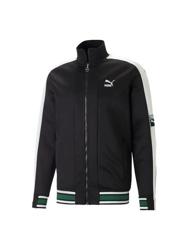 Куртка t7 archive remaster track jacket 'black' Puma — изображение 1 из 4, черный/белый/зеленый
