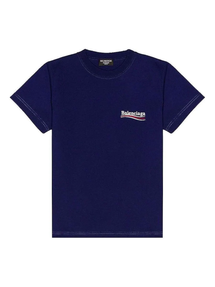 Футболка Balenciaga Political Campaign T-Shirt Medium Fit 'Pacific Blue White' — изображение 1 из 4, синий