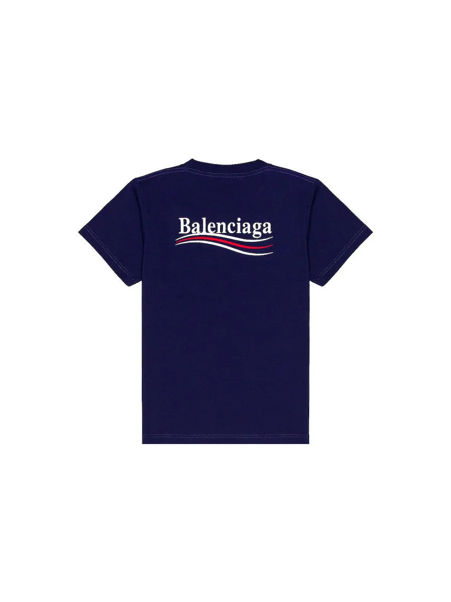 Футболка Balenciaga Political Campaign T-Shirt Medium Fit 'Pacific Blue White' — изображение 2 из 4, синий