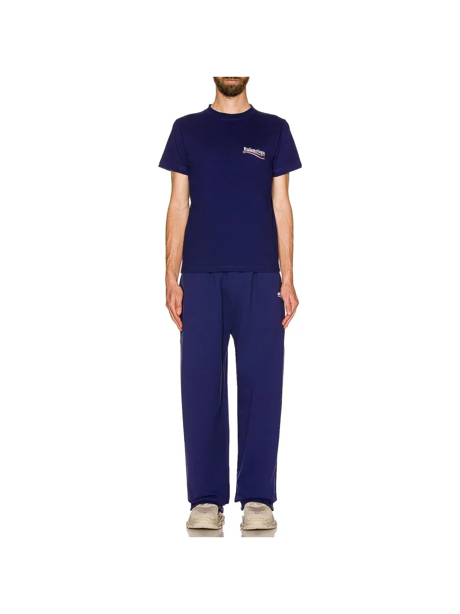 Футболка Balenciaga Political Campaign T-Shirt Medium Fit 'Pacific Blue White' — изображение 3 из 4, синий