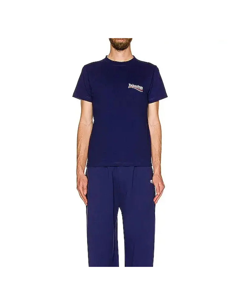 Футболка Balenciaga Political Campaign T-Shirt Medium Fit 'Pacific Blue White' — изображение 4 из 4, синий