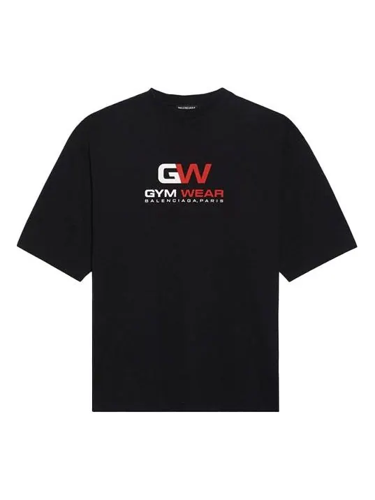 Футболка gym wear logo tee 'black' Balenciaga — изображение 1 из 4, черный