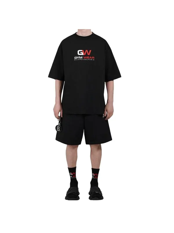 Футболка gym wear logo tee 'black' Balenciaga — изображение 3 из 4, черный