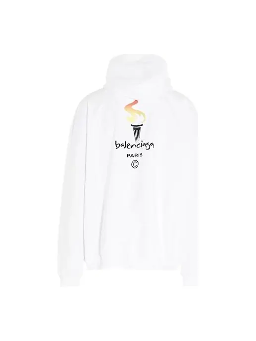 Худи Balenciaga Unisex Logo Oversize Sweatshirt White — изображение 1 из 6, белый