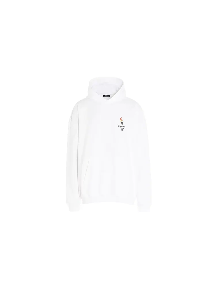 Худи Balenciaga Unisex Logo Oversize Sweatshirt White — изображение 2 из 6, белый