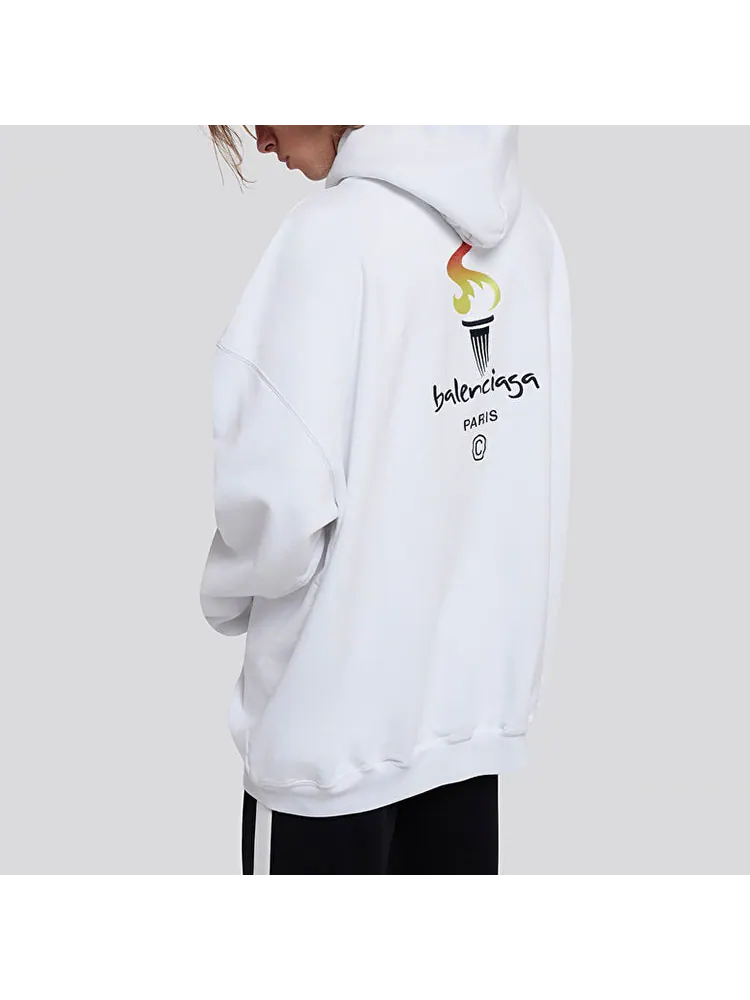 Худи Balenciaga Unisex Logo Oversize Sweatshirt White — изображение 4 из 6, белый
