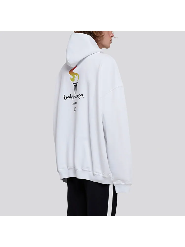 Худи Balenciaga Unisex Logo Oversize Sweatshirt White — изображение 5 из 6, белый
